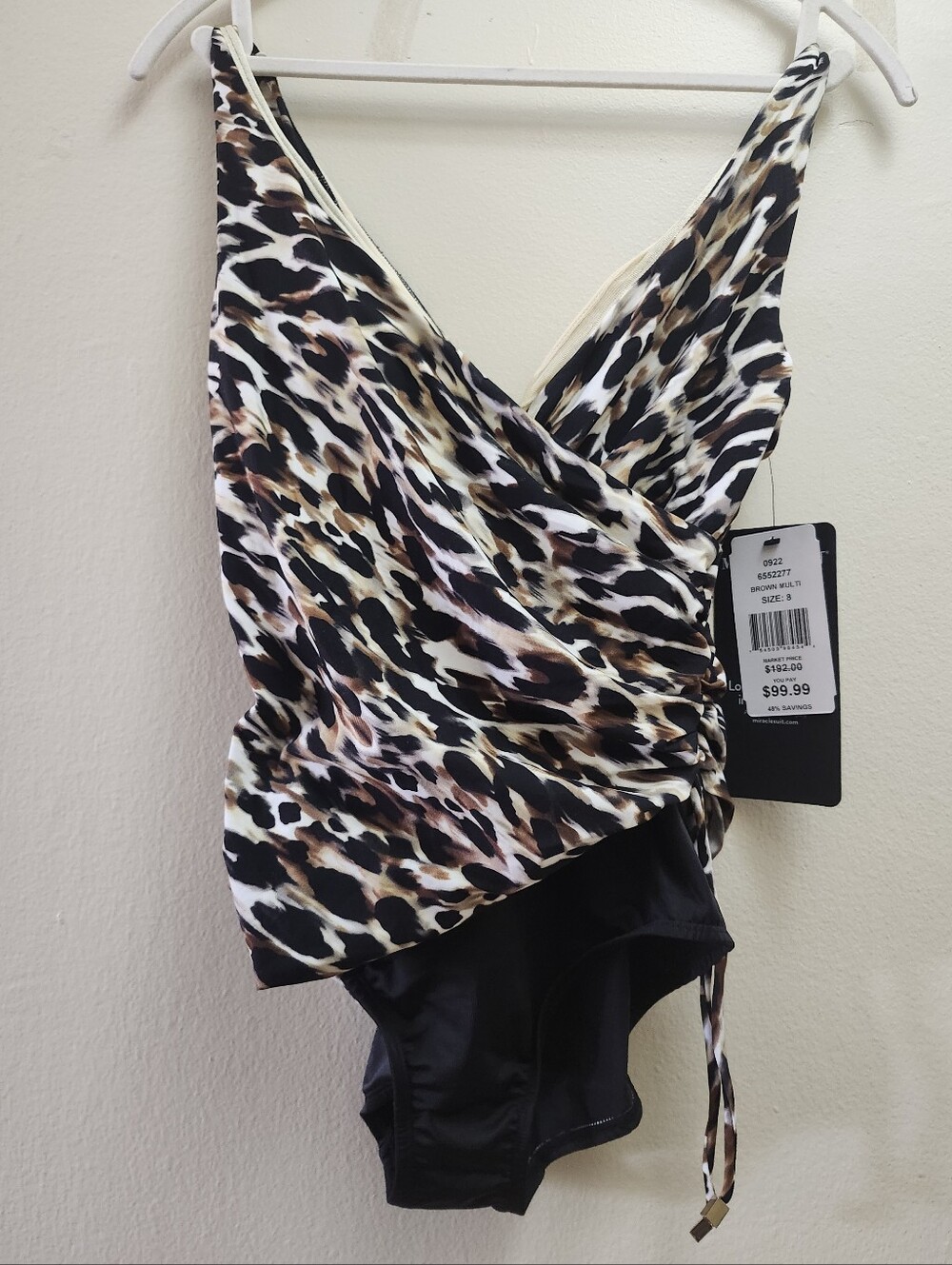 Miraclesuit Brown Multi Leopard-Print Wrap One-Piece